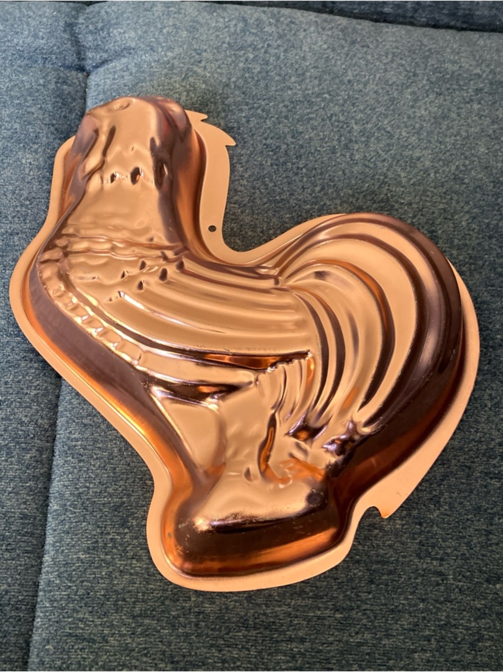 Copper Anodized Aluminum Rooster Chicken Jello or Cake Mold Wall Hanging Vintage
